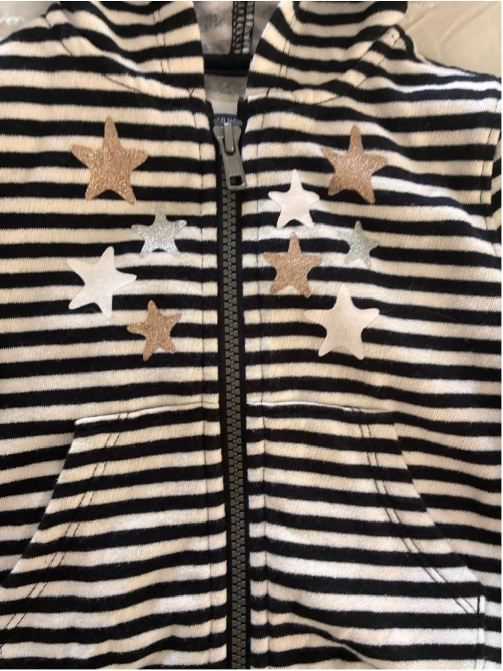 Baby Old Navy Striped Full-Zip Hoodie with Stars, 18-24 Months, Black/White
